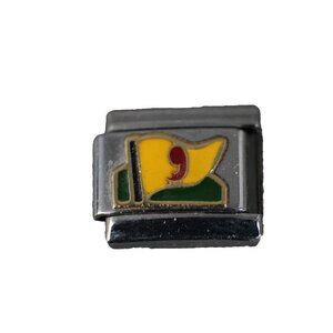 Boxing "Flag" Gold  Stainless Steel Elastic Stretch Chain Link Italian Charm